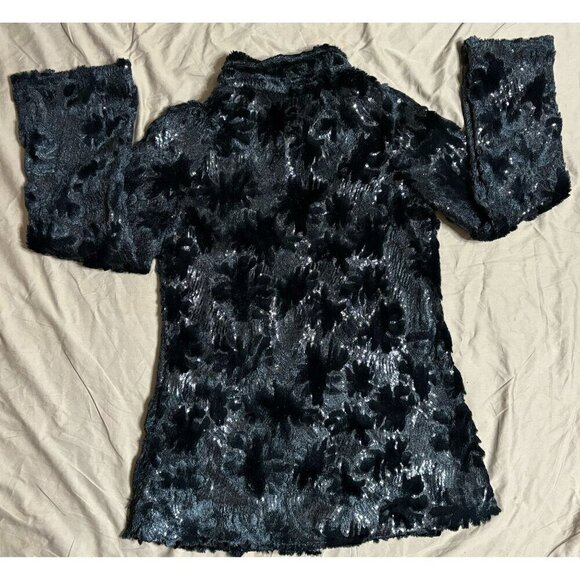 Isle Faux Fur Black Coat Textured Women's Medium Dressy Formal Goth - Picture 6 of 9